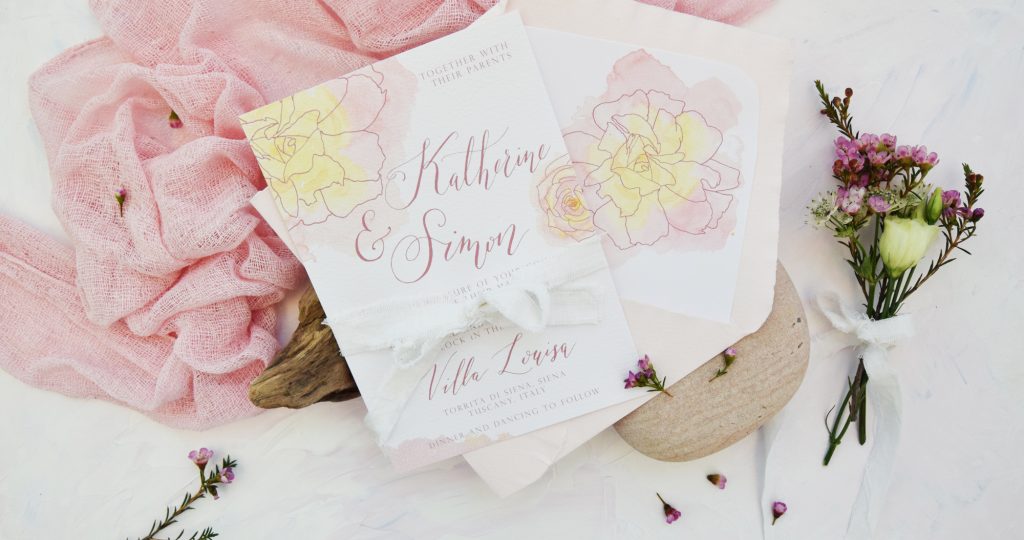 Rosa Watercolour Semi-Custom Wedding Suite - Fine Art Calligraphy