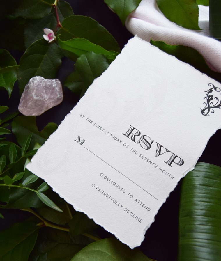 Sofia Suite RSVP - Pink Handmade Paper Wedding Suite - Fine Art Calligraphy