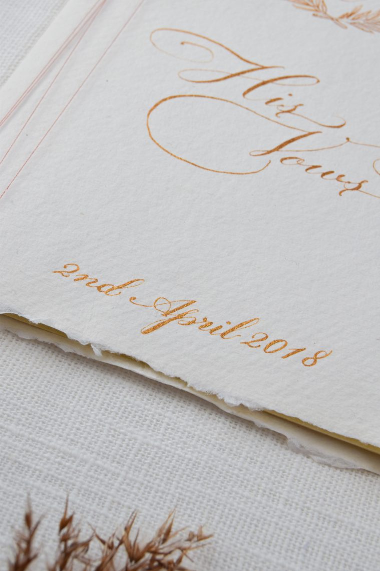 Wedding Vow Books on Handmade Paper with Gold Ink - Fine Art Calligraphy