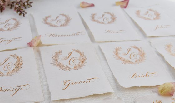 Fine Art Calligraphy - Handmade Paper Place Cards