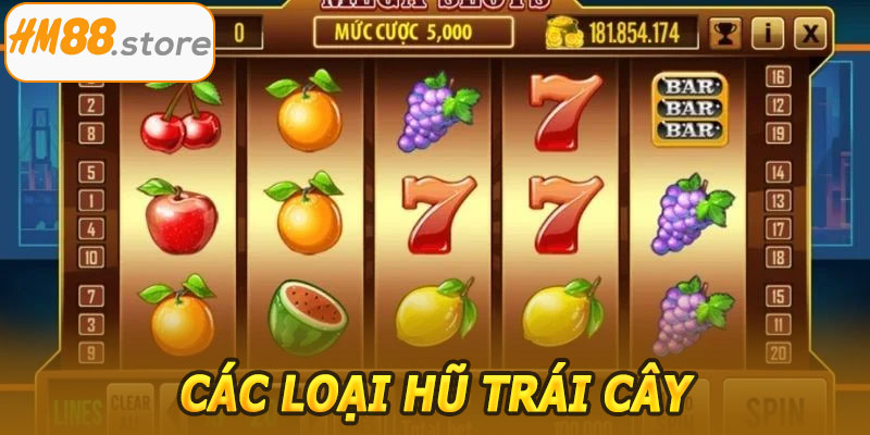 Các loại hũ trái cây trong Nổ Hũ Trái Cây HM88